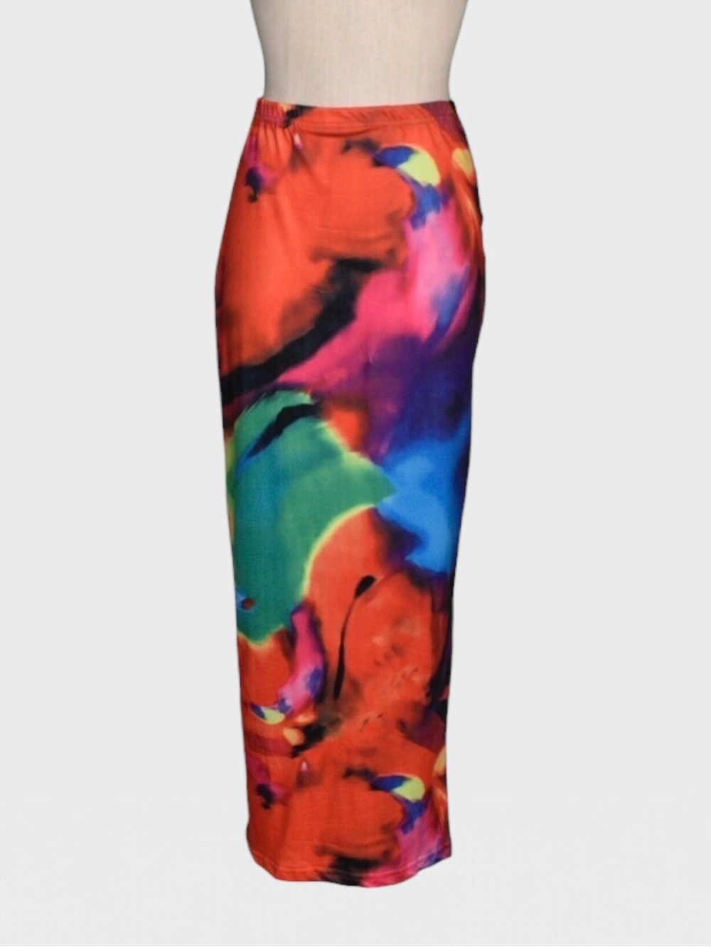 Shein Abstract Flamingo Print Stretch Maxi‎ Skirt